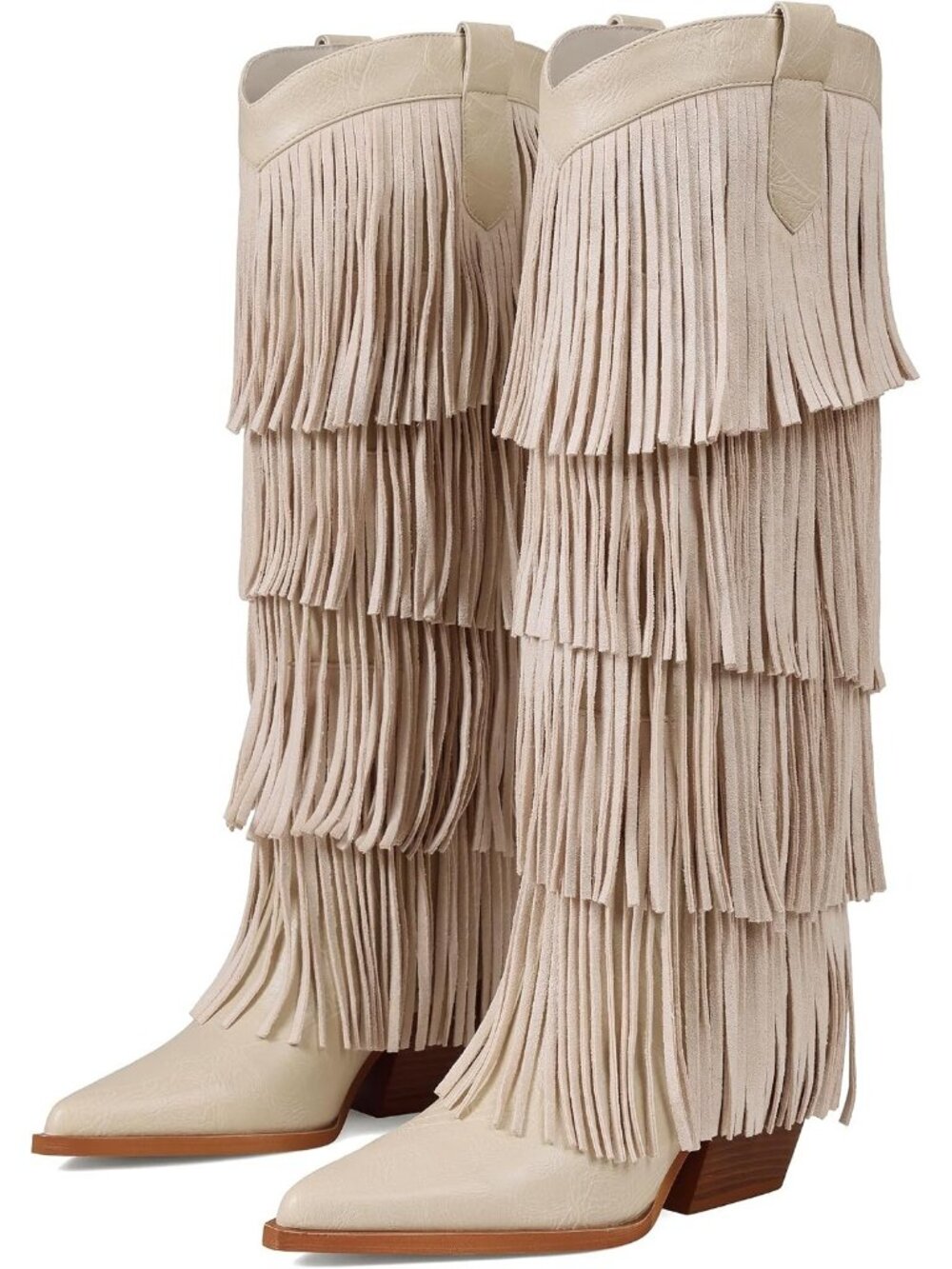 The cowboy boots for women wide calf heel height measures approximately 2.75 inc